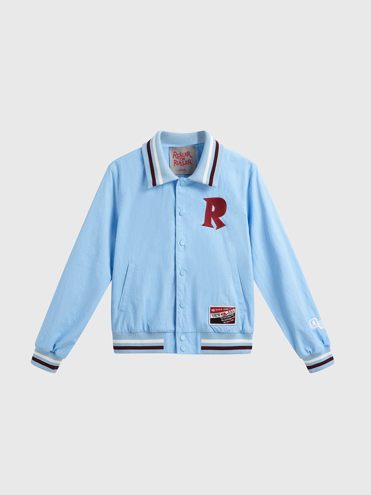 Skyline Note Varsity Jacket - Light Blue