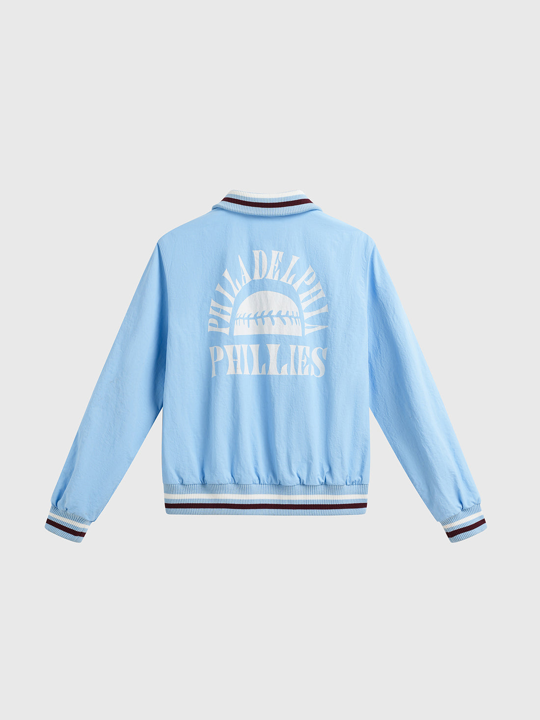 Skyline Note Varsity Jacket - Light Blue