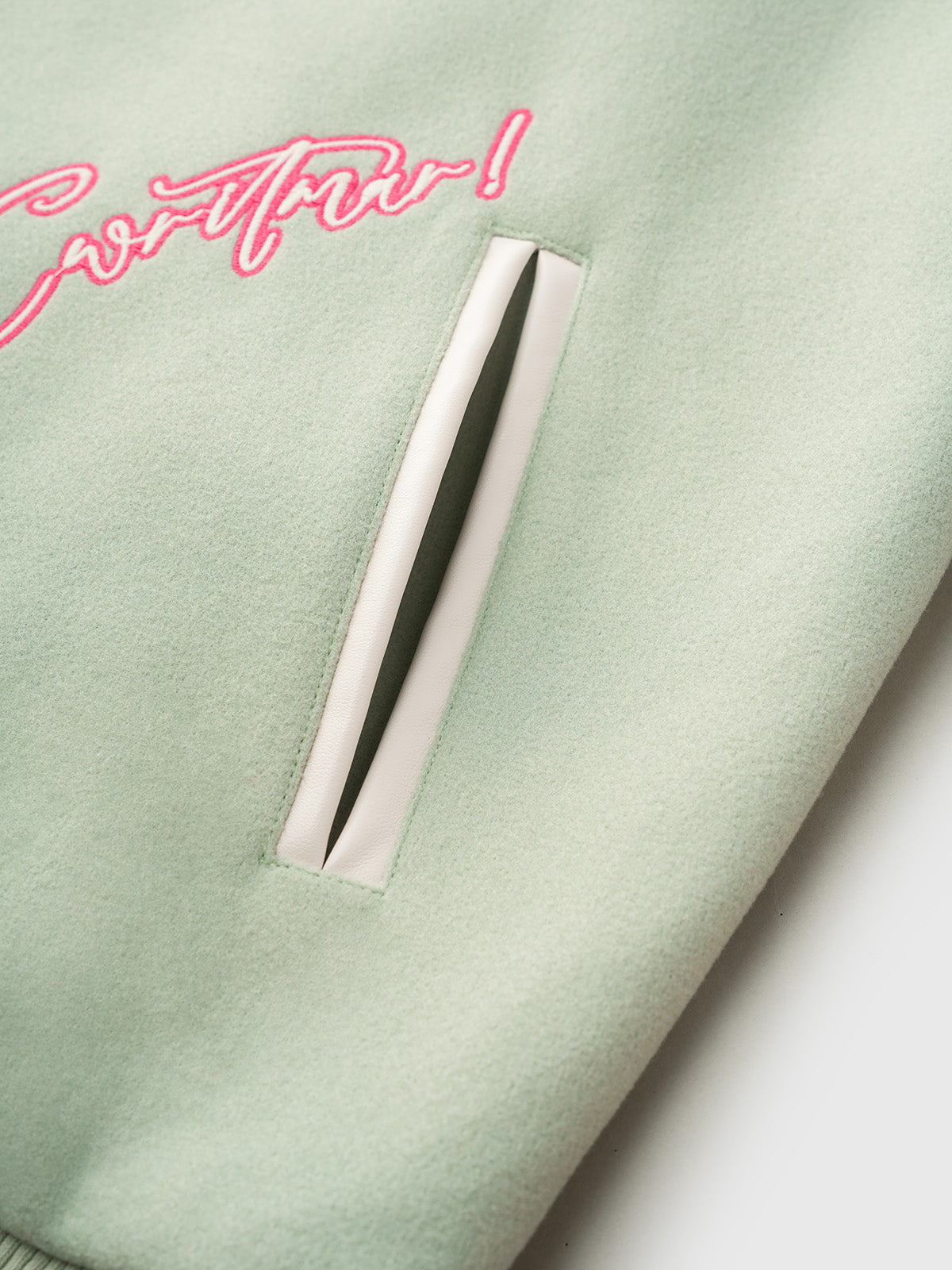 Neon Town Varsity Jacket - Mint Pink