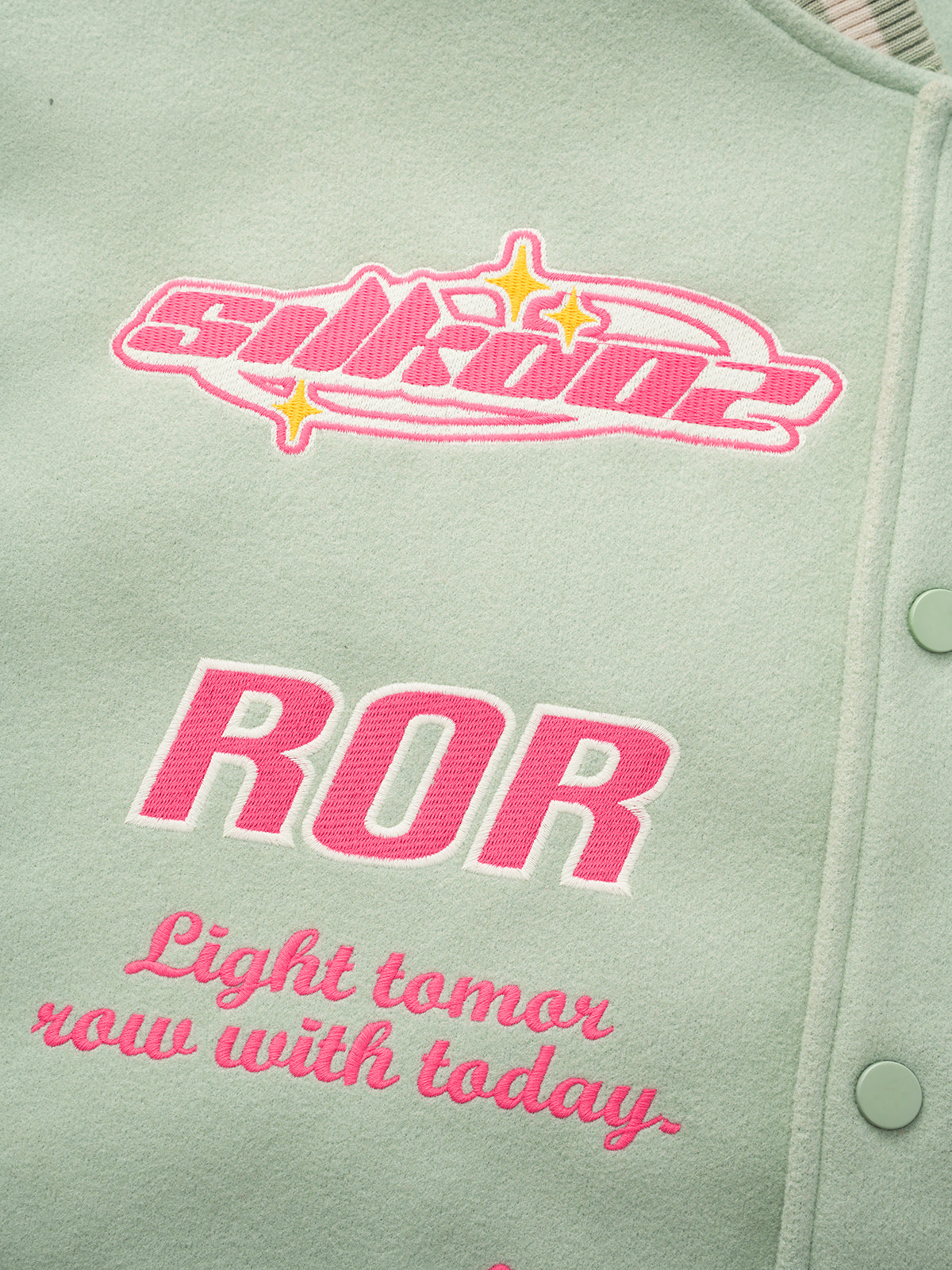 Neon Town Varsity Jacket - Mint Pink