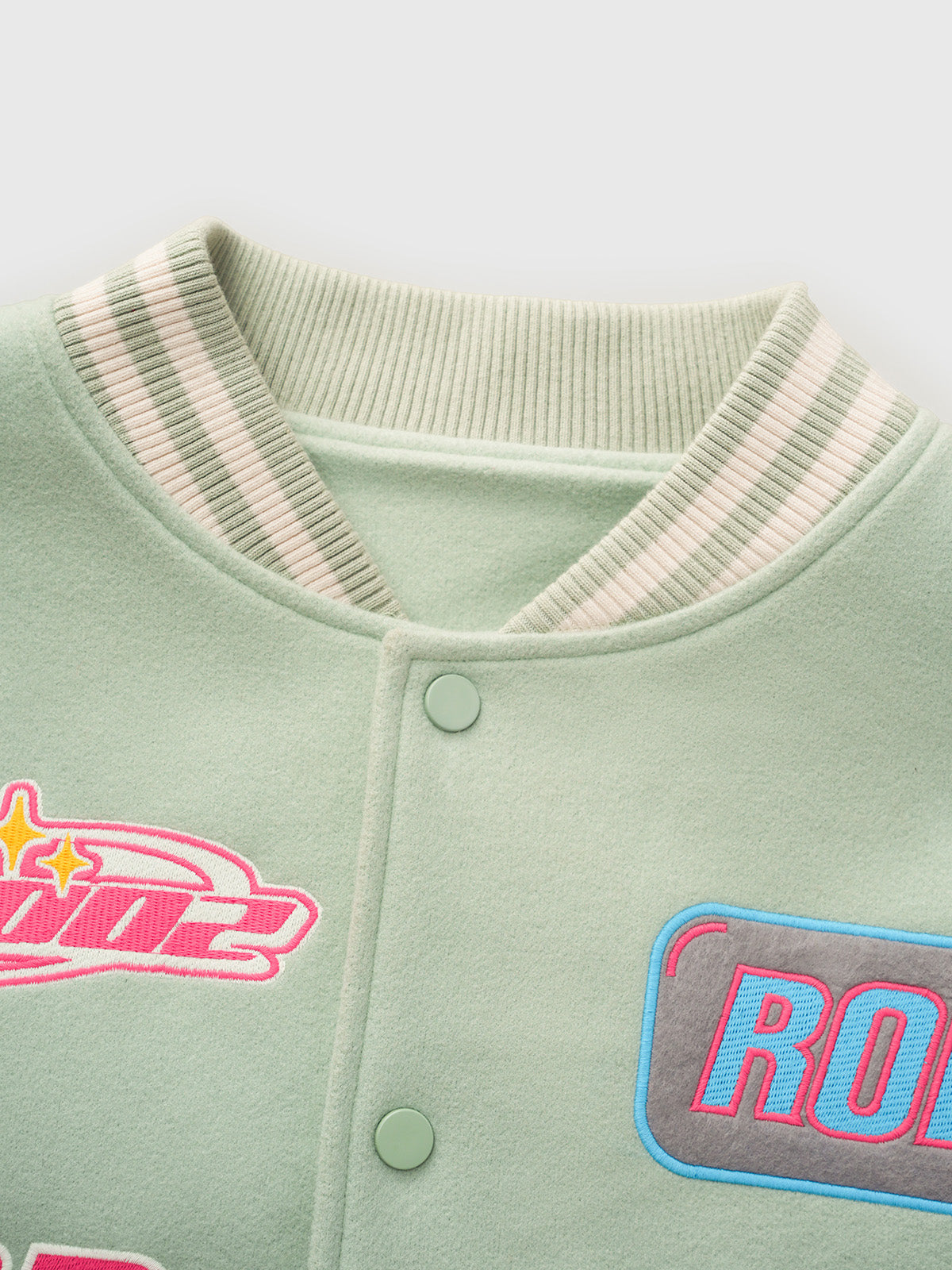 Neon Town Varsity Jacket - Mint Pink
