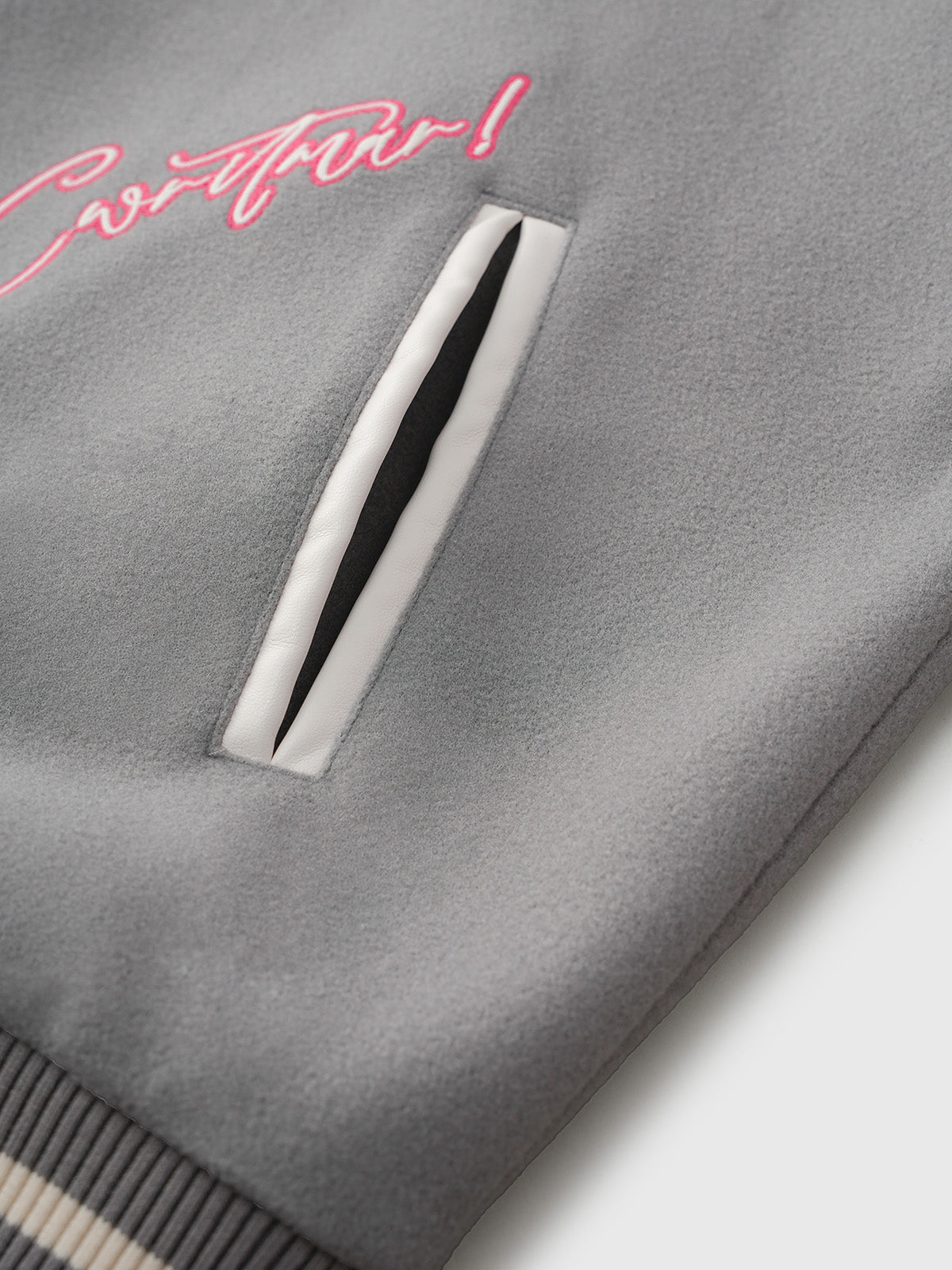 Neon Town Varsity Jacket - Grey Pink