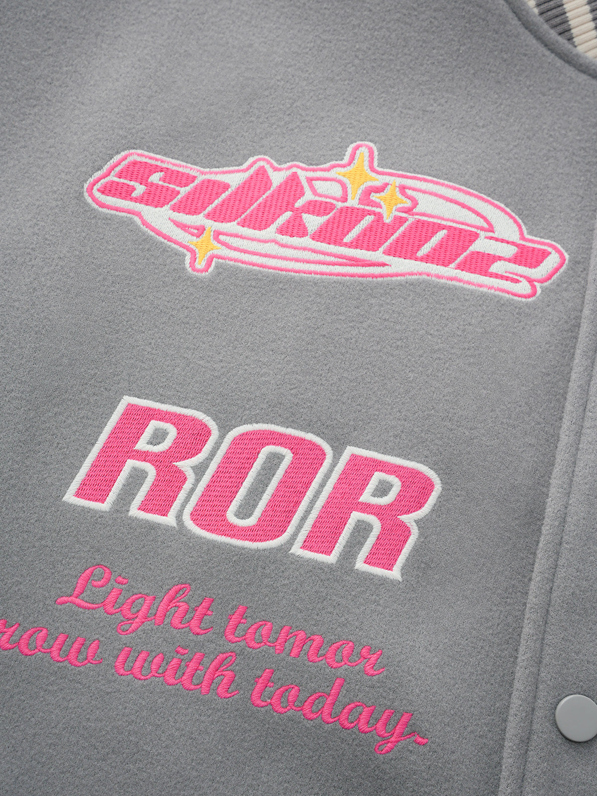 Neon Town Varsity Jacket - Grey Pink