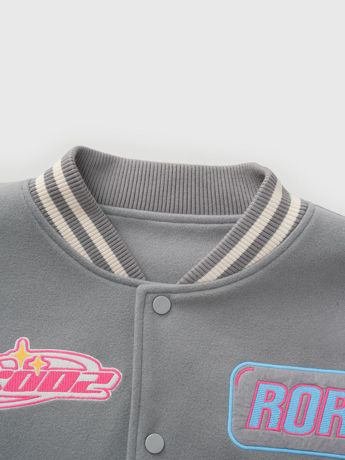 Neon Town Varsity Jacket - Grey Pink