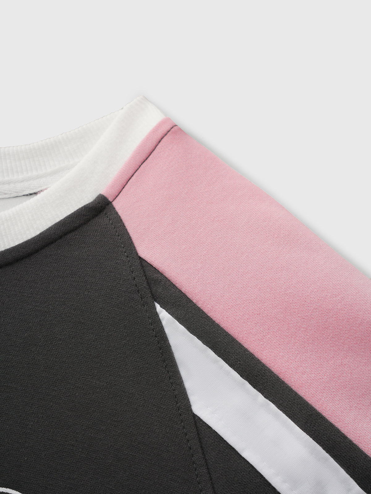 Two-Tone Crew Sweatshirt - Black Pink