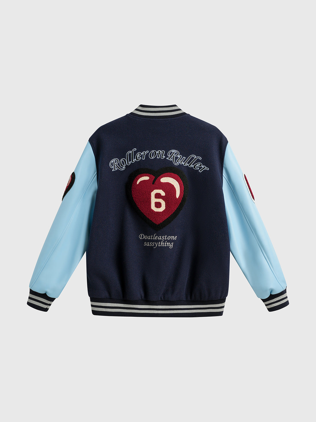 No.6 Heartline Varsity Jacket - Navy Red
