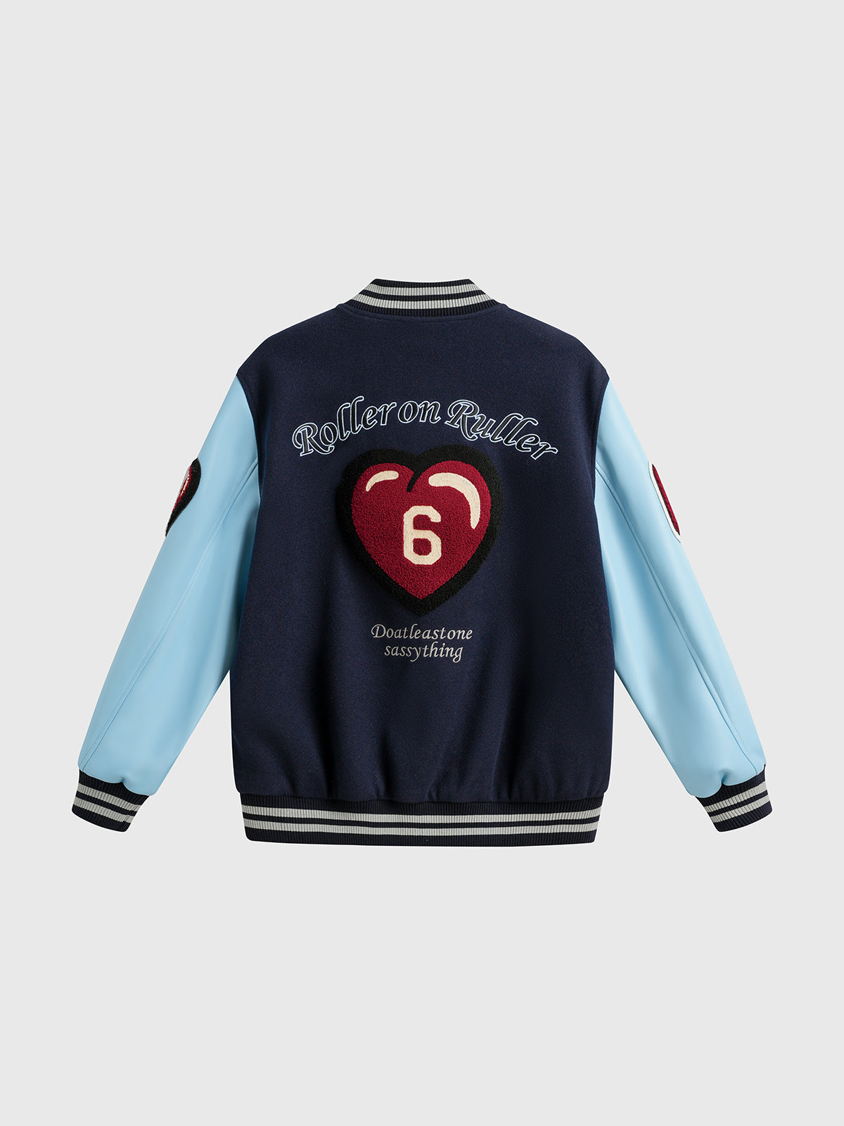 No.6 Heartline Varsity Jacket - Navy Red