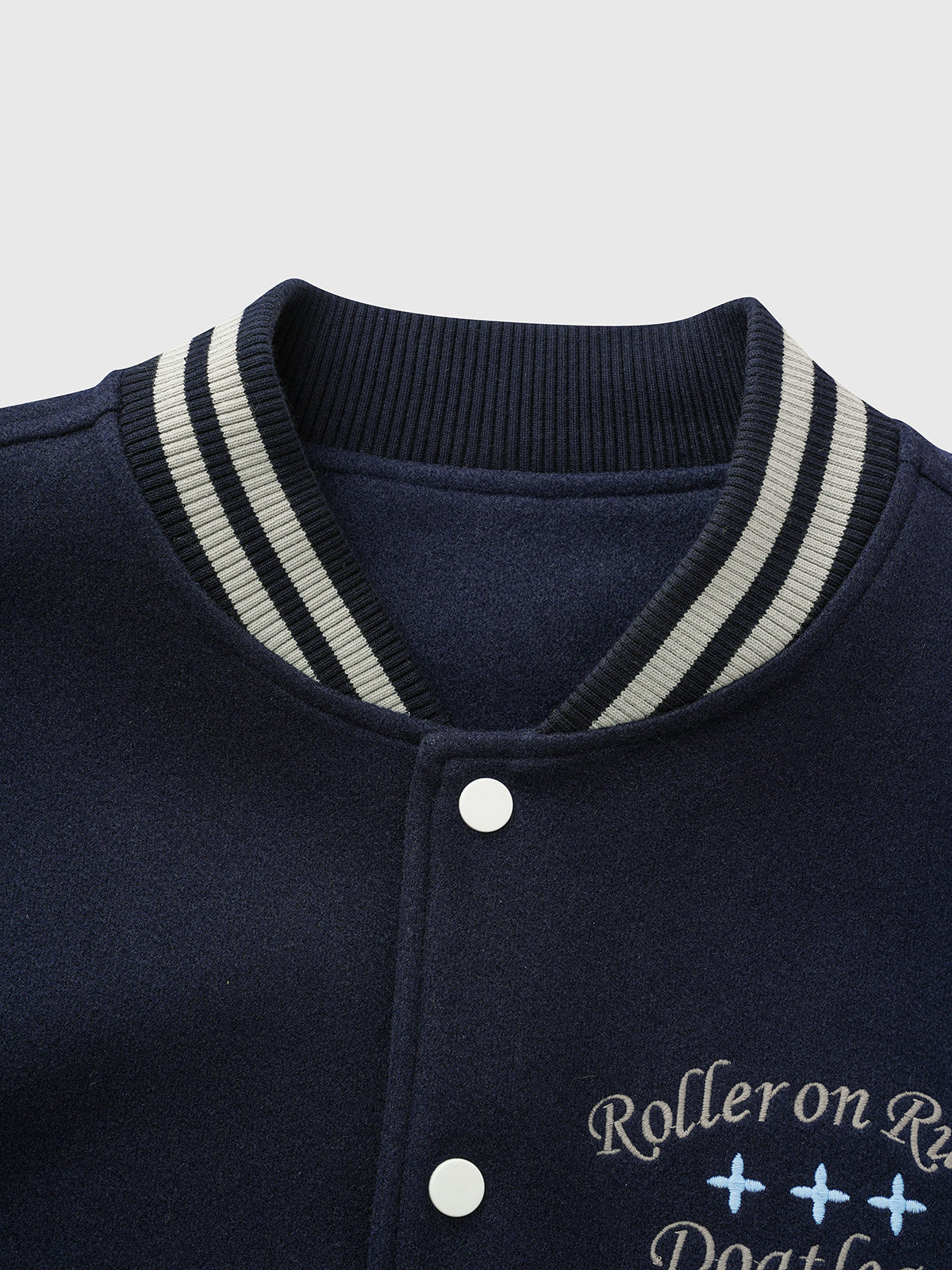 No.6 Heartline Varsity Jacket - Navy Red