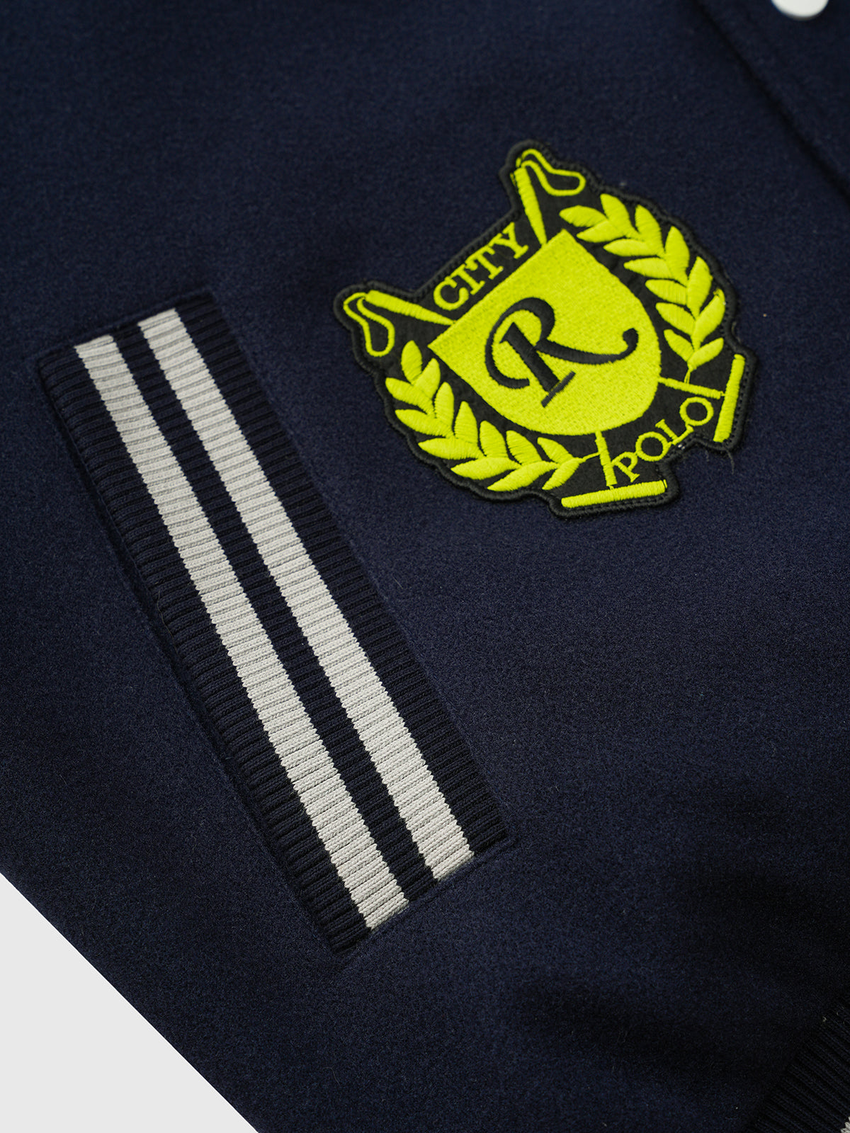 No.6 Heartline Varsity Jacket - Navy Red