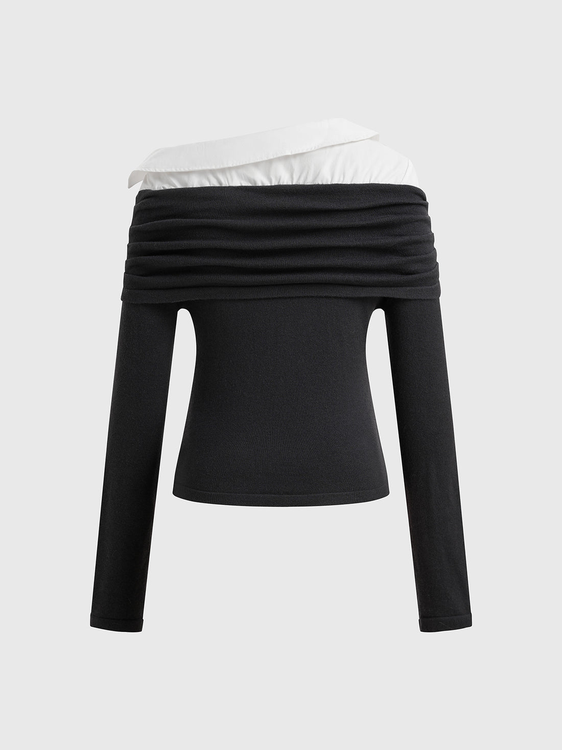 Whisper Fold Knit Top – Charcoal Ivory