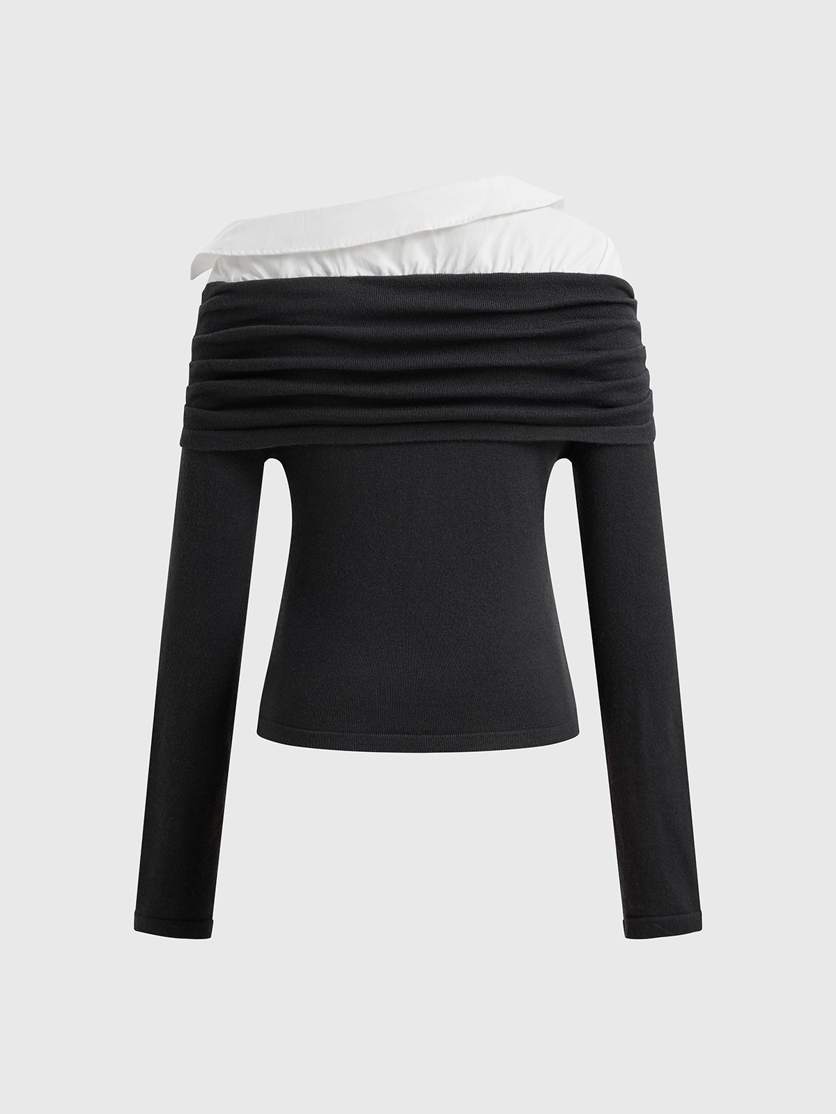 Whisper Fold Knit Top – Charcoal Ivory