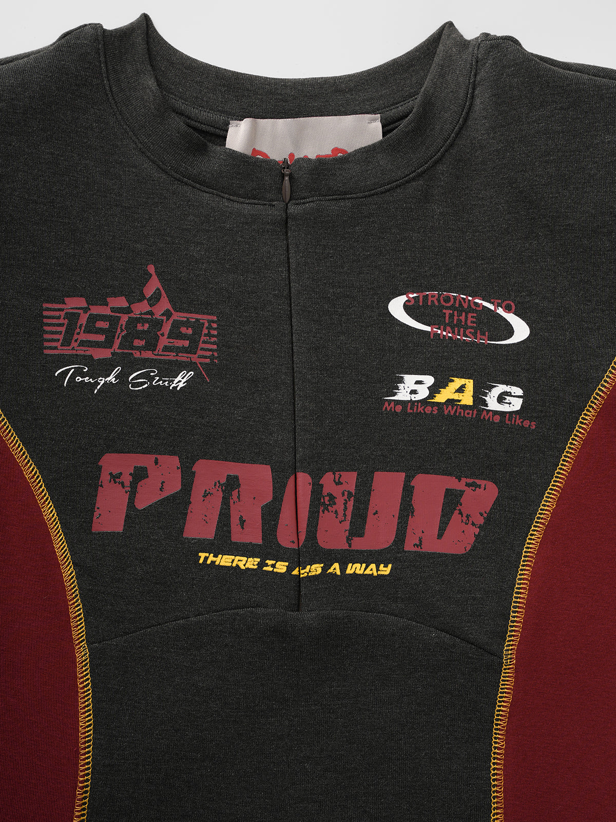 Track Whisper Tee – Charcoal Burgundy