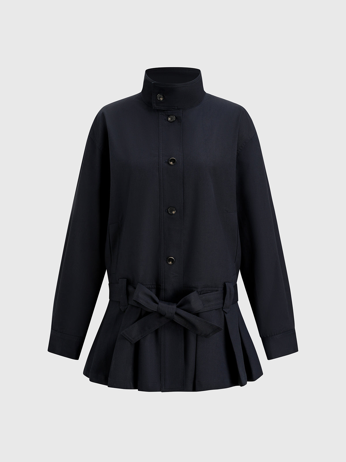 Ribbon Fold Leather Jacket – Midnight Navy
