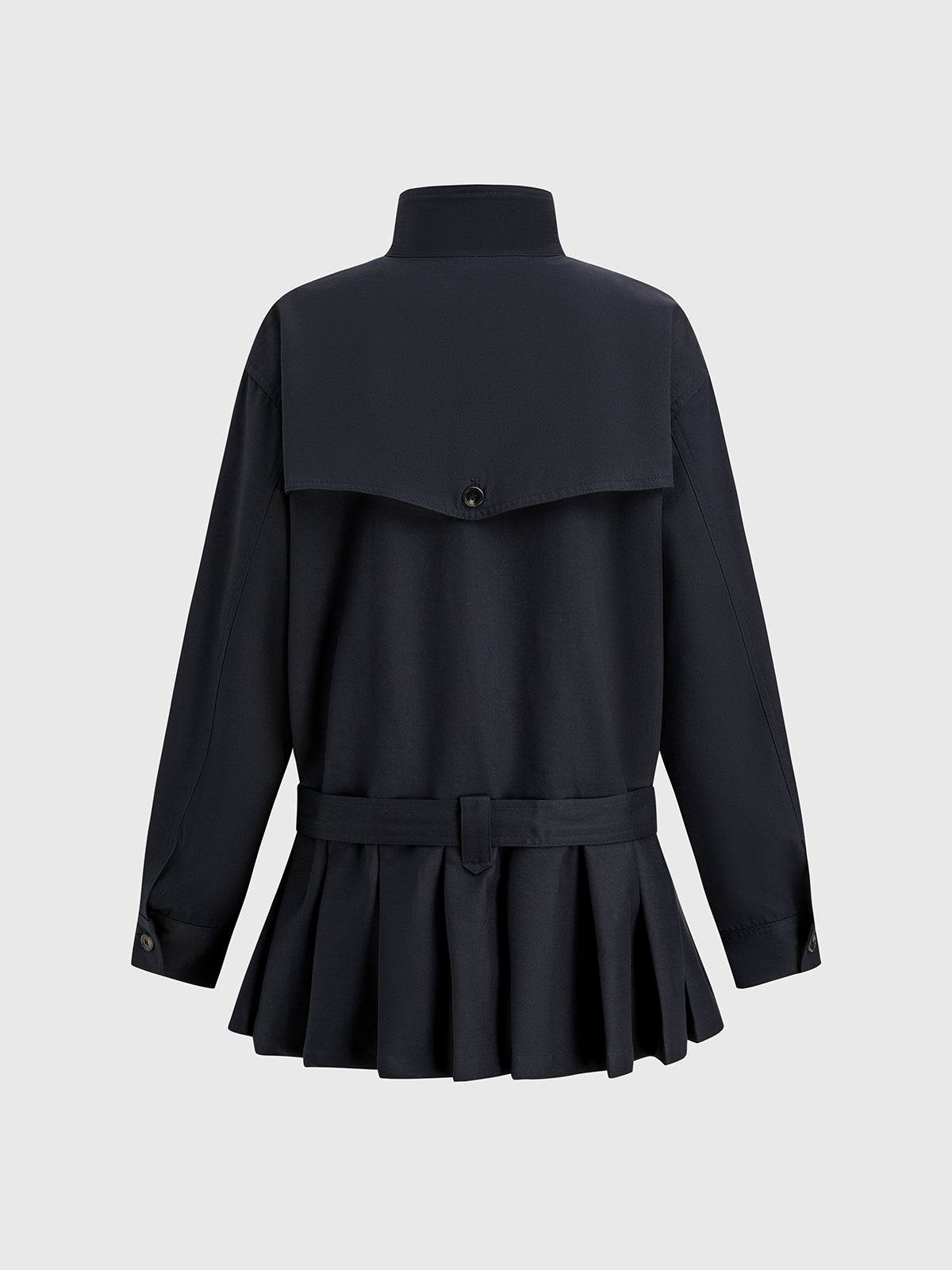 Ribbon Fold Leather Jacket – Midnight Navy