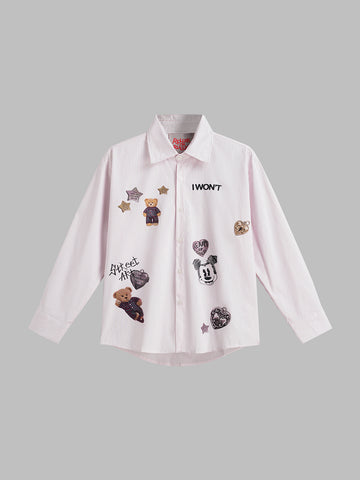 Star Buddy Satin Shirt - Pearl White