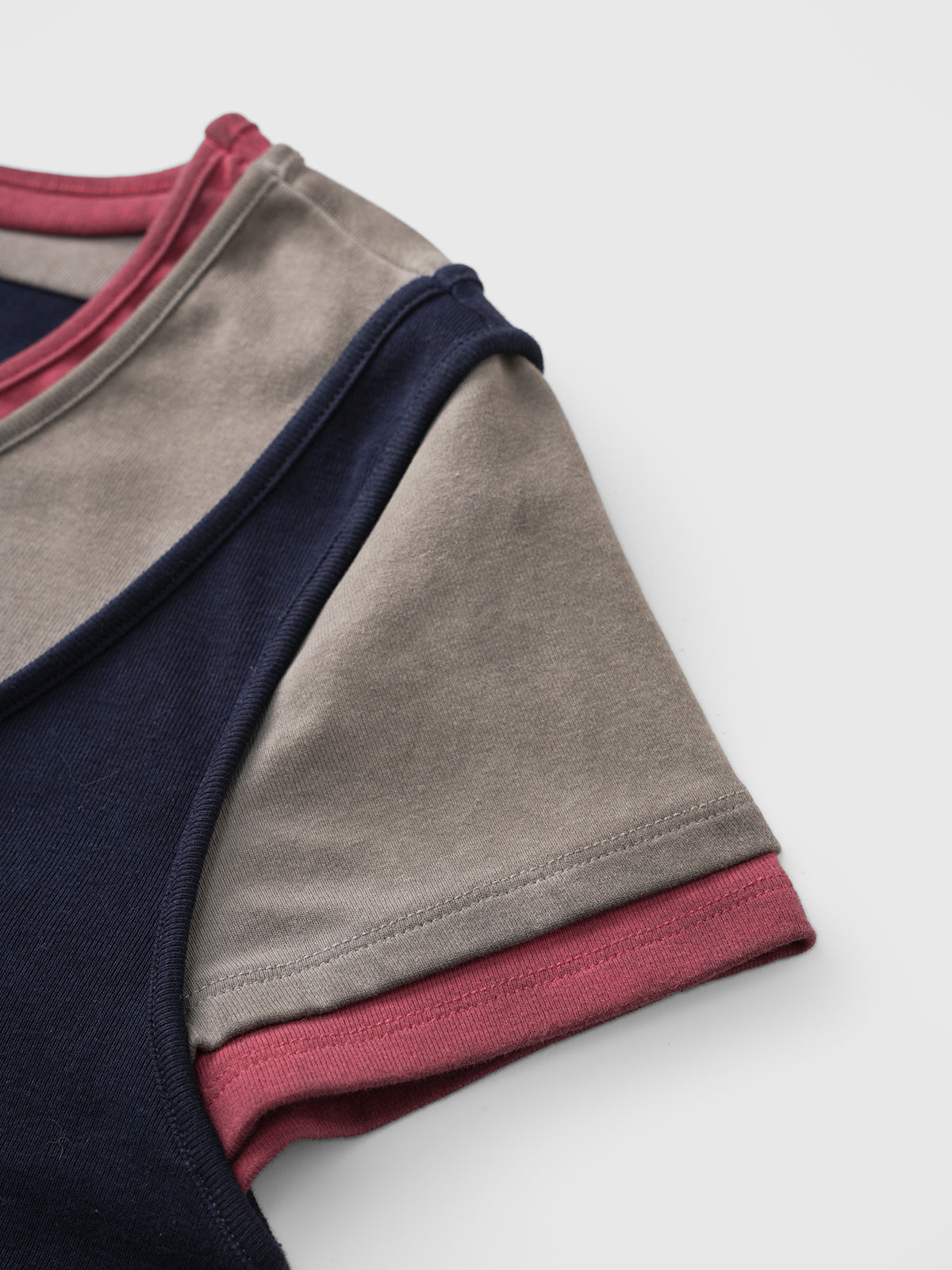 Split Mood Faux Layer Tee – Navy Red