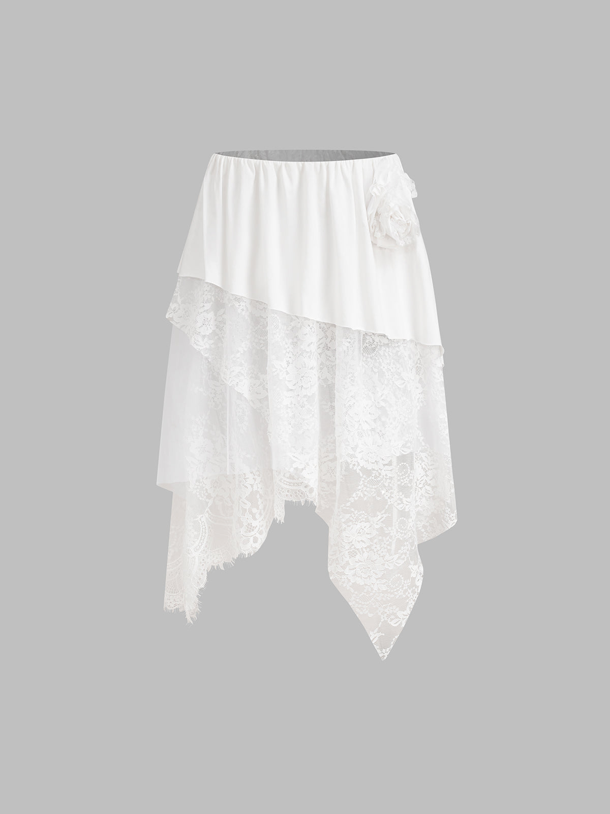 Uneven Air Lace Skirt – Cloud White