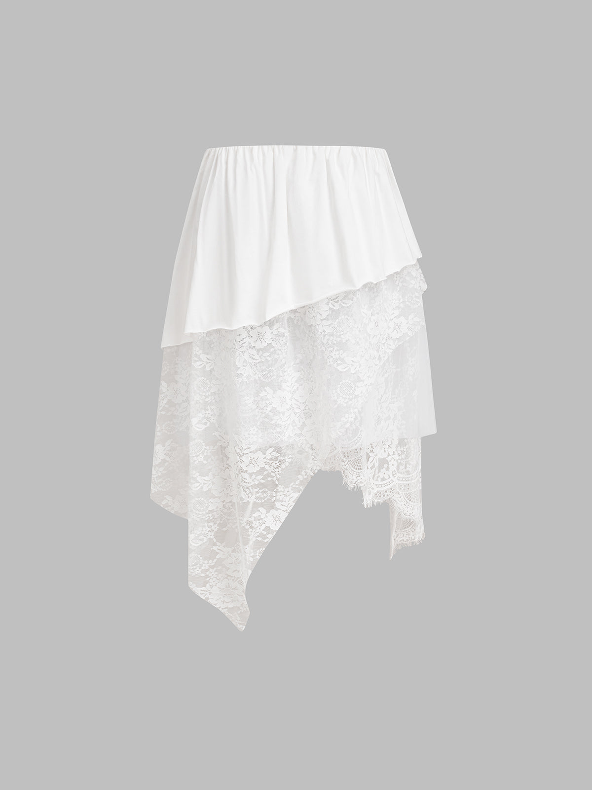 Uneven Air Lace Skirt – Cloud White