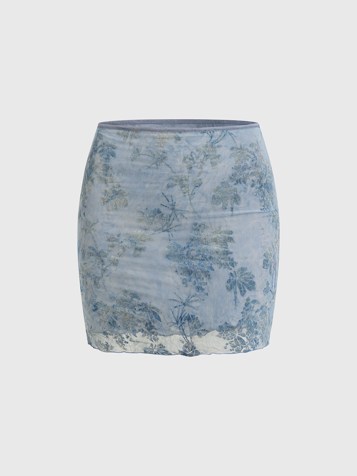 Faded Garden Mini Skirt – Ice Blue