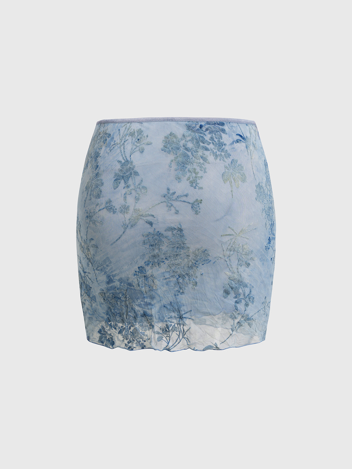 Faded Garden Mini Skirt – Ice Blue