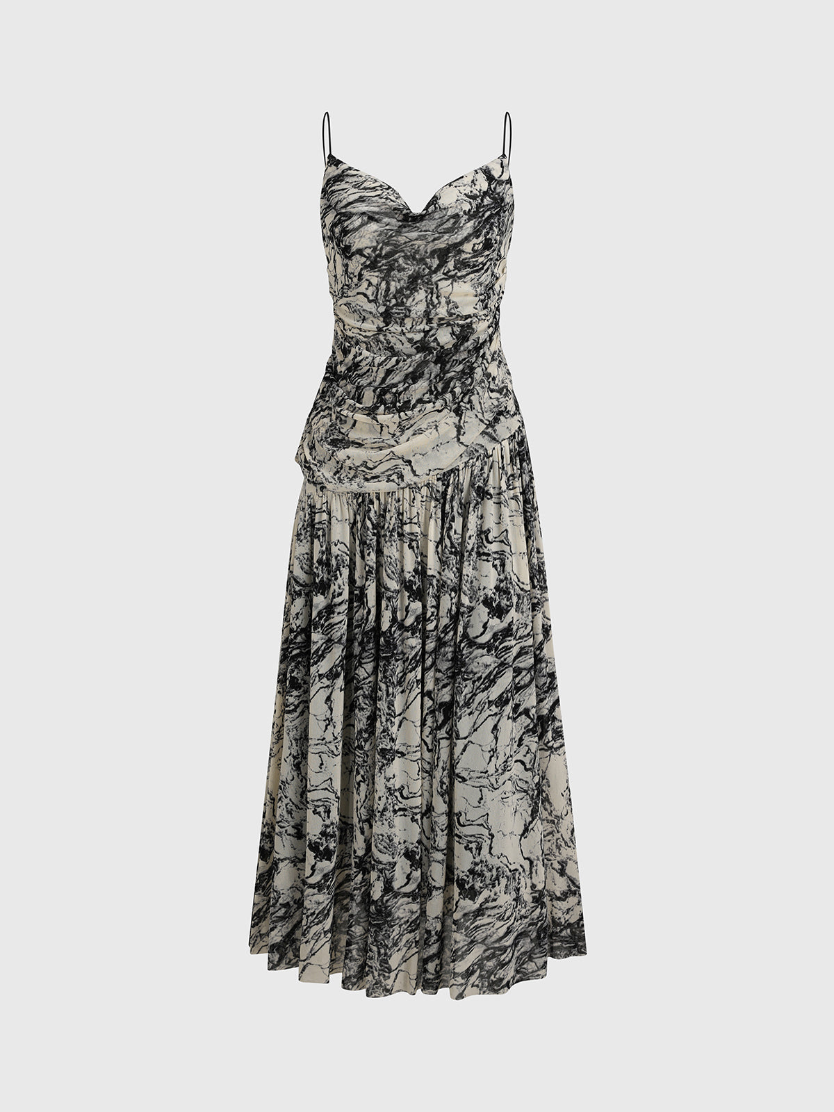 Ink Painting Floral Maxi Dress – Ivory Smoke