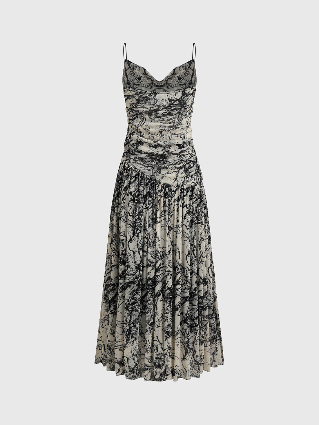 Ink Painting Floral Maxi Dress – Ivory Smoke