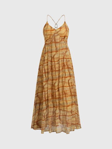 Turn Around Check Halter Dress - Honey Plaid