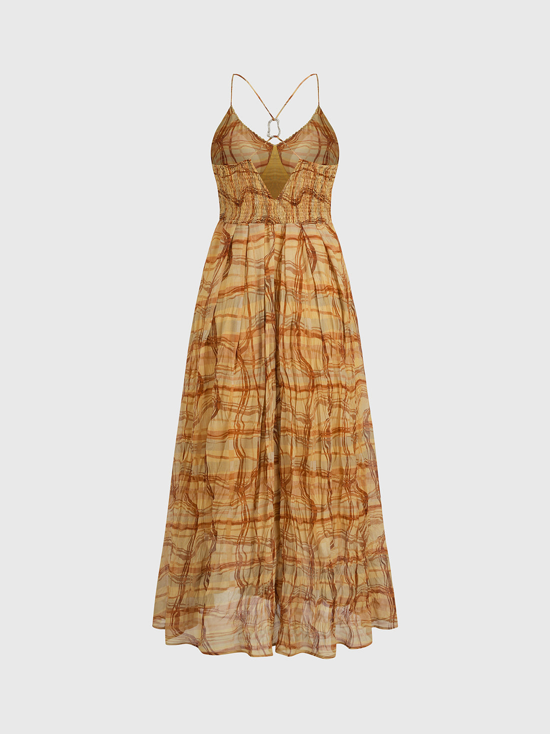 Turn Around Check Halter Dress - Honey Plaid