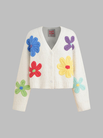 Petal Note Cardigan – Ivory Bloom