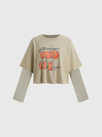Stacked Illusion Sleeve Tee – Oat Beige