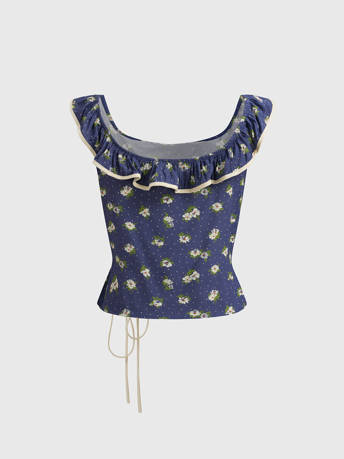 Petal Mood Ruffle Tank – Navy Bloom