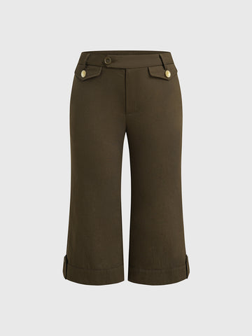 Halfway There Flare Capri Pants - Earth Green