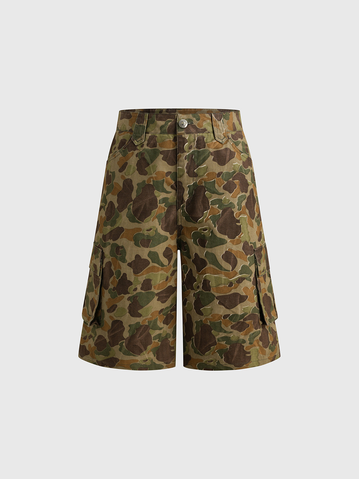 Camo Clash Straight Midi Pants – Forest Green