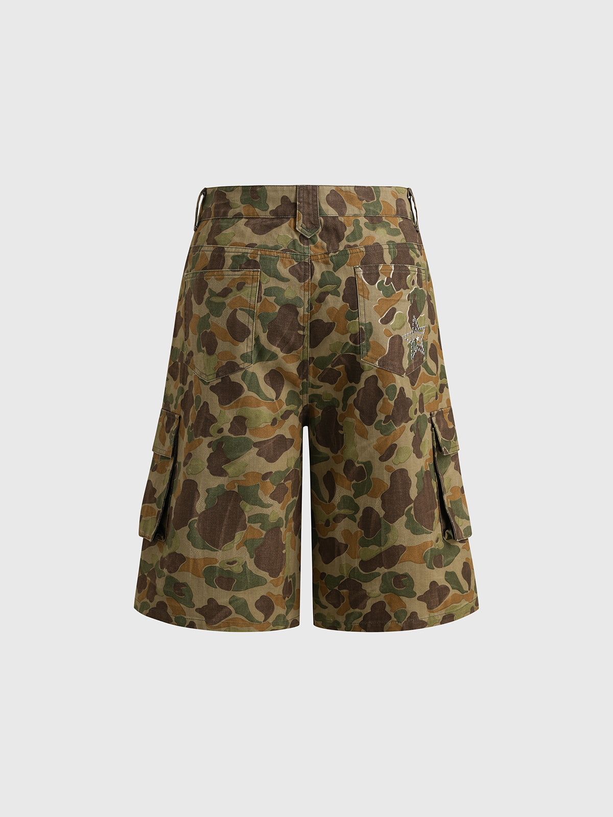 Camo Clash Straight Midi Pants – Forest Green