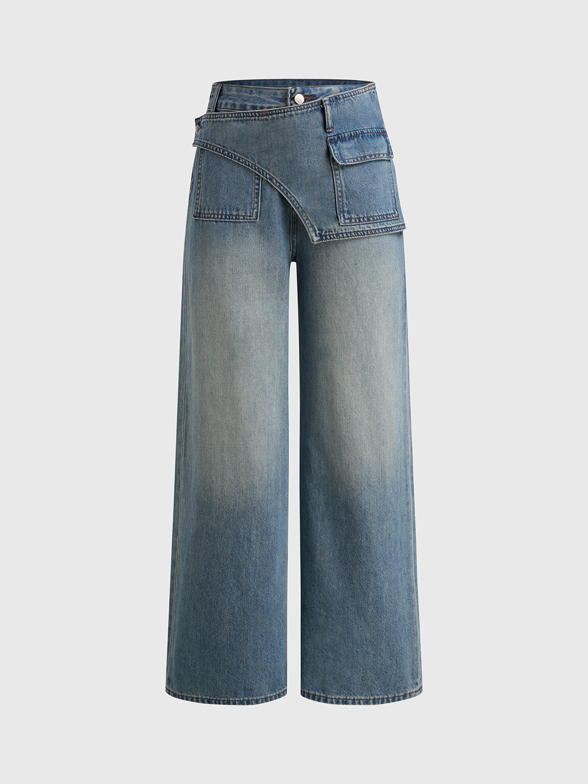 Stack Trick Wide Jeans – Washed Blue