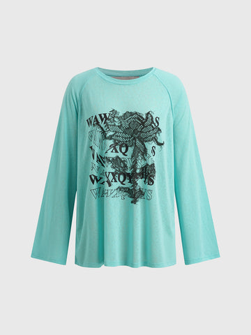 Fresh Cut Graphic Sleeve Tee – Aqua Mint