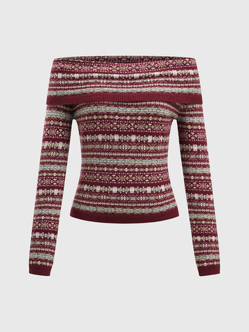 Aftertaste Knit Top – Wine Stripe