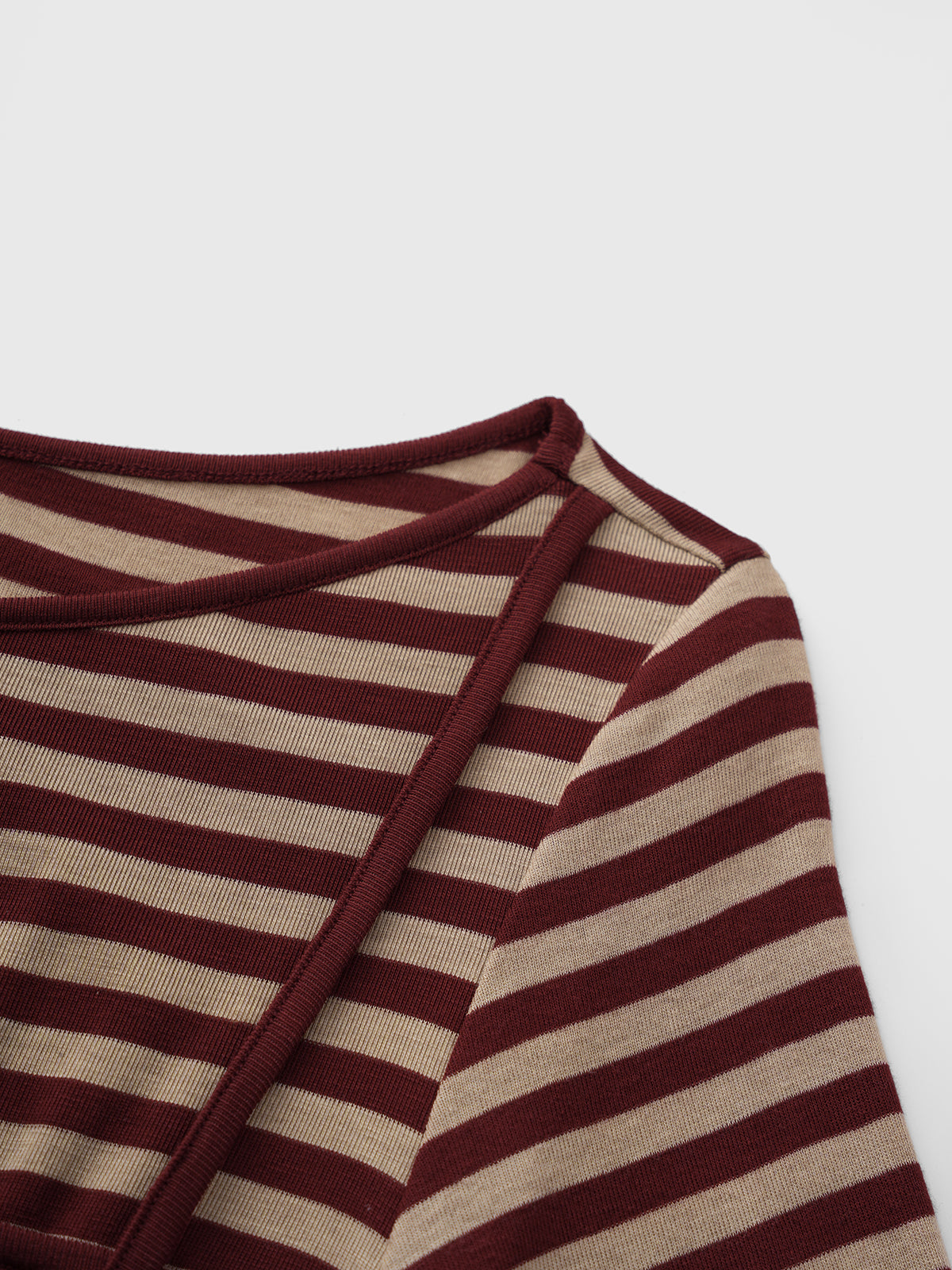 Metro Stripe Dual Sleeve Top – Burgundy Line
