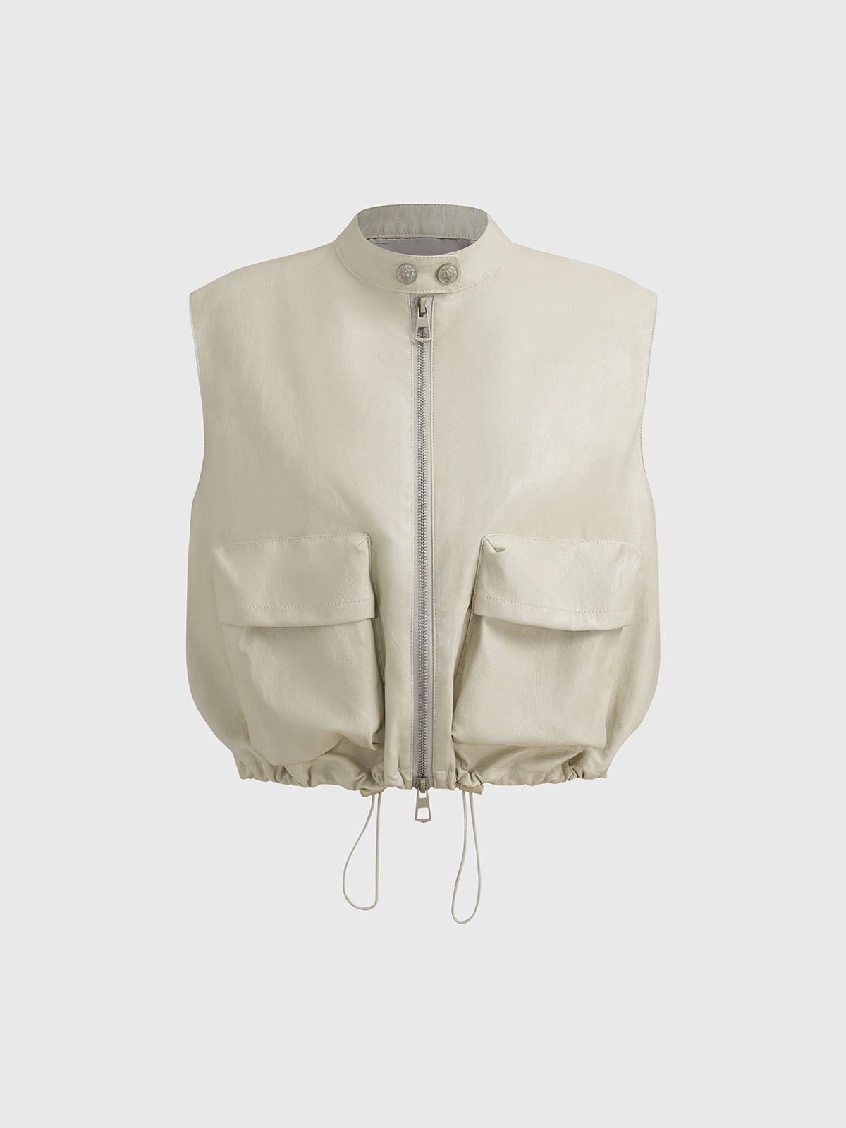 Clean Cut Leather Vest - Cream White