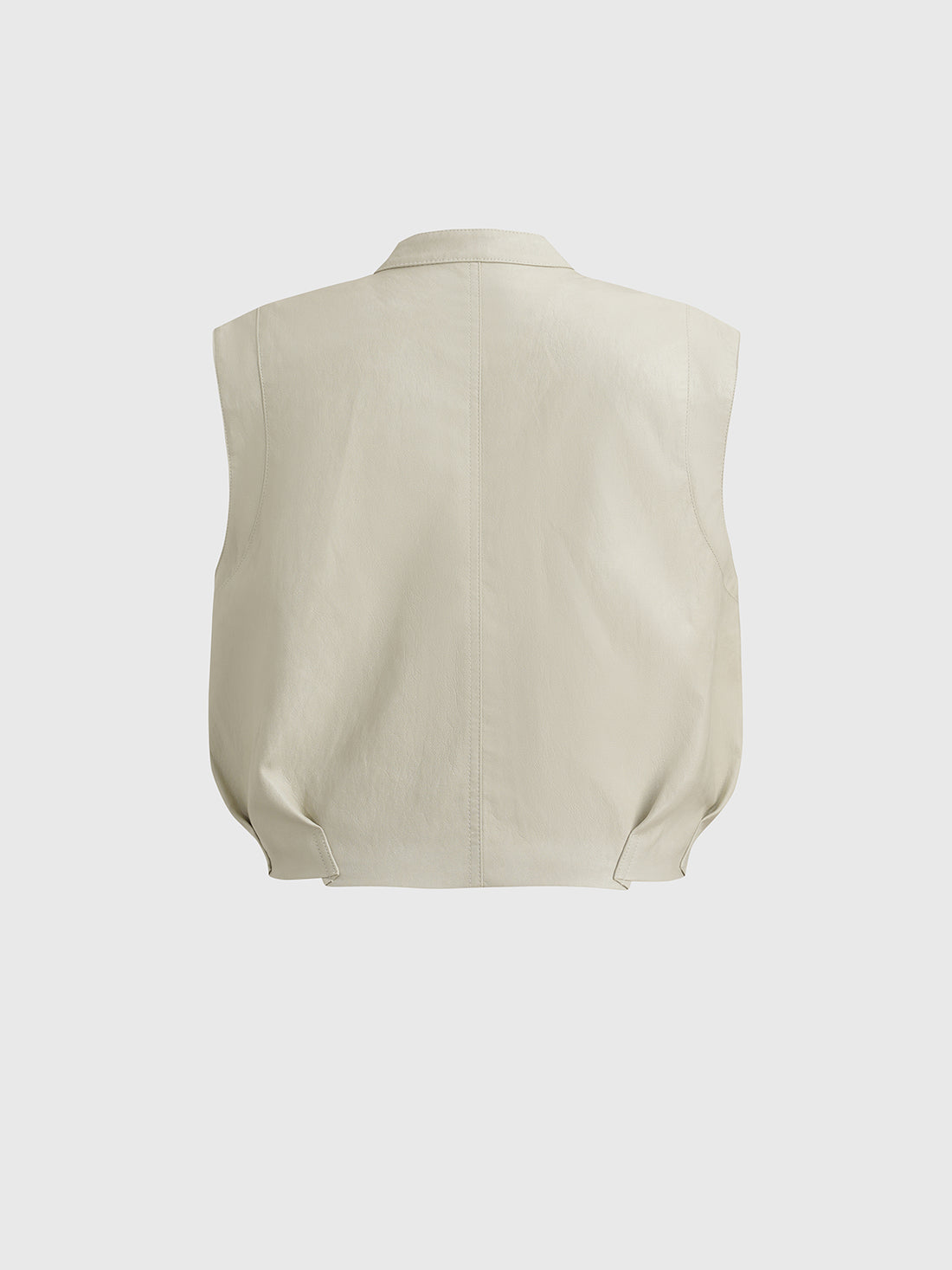 Clean Cut Leather Vest - Cream White