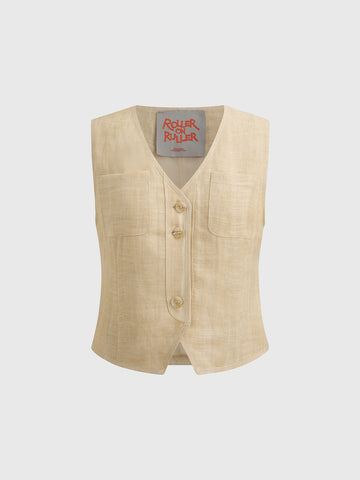 Earth Scholar Linen Vest – Oat Beige