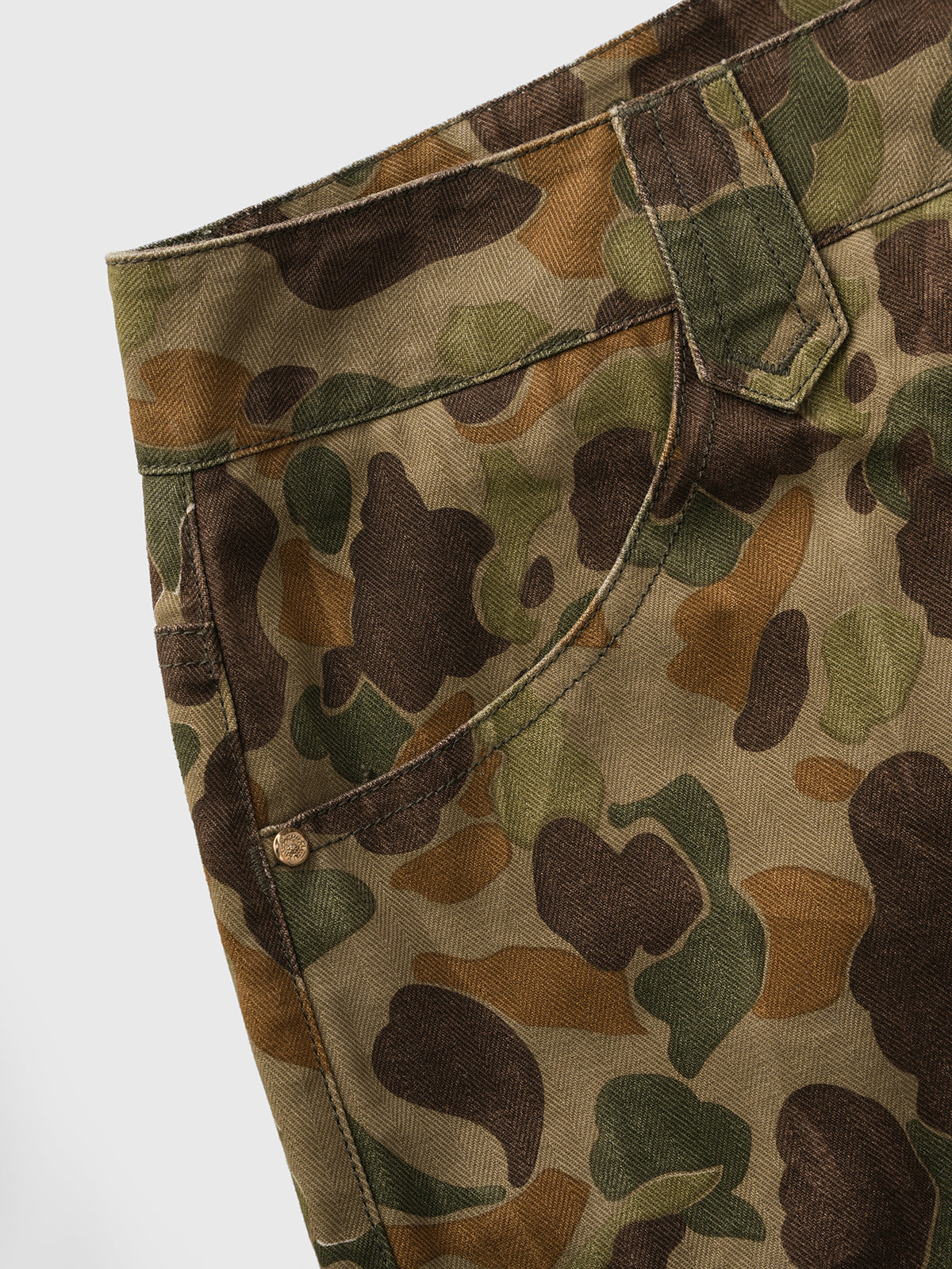 Camo Clash Straight Midi Pants – Forest Green