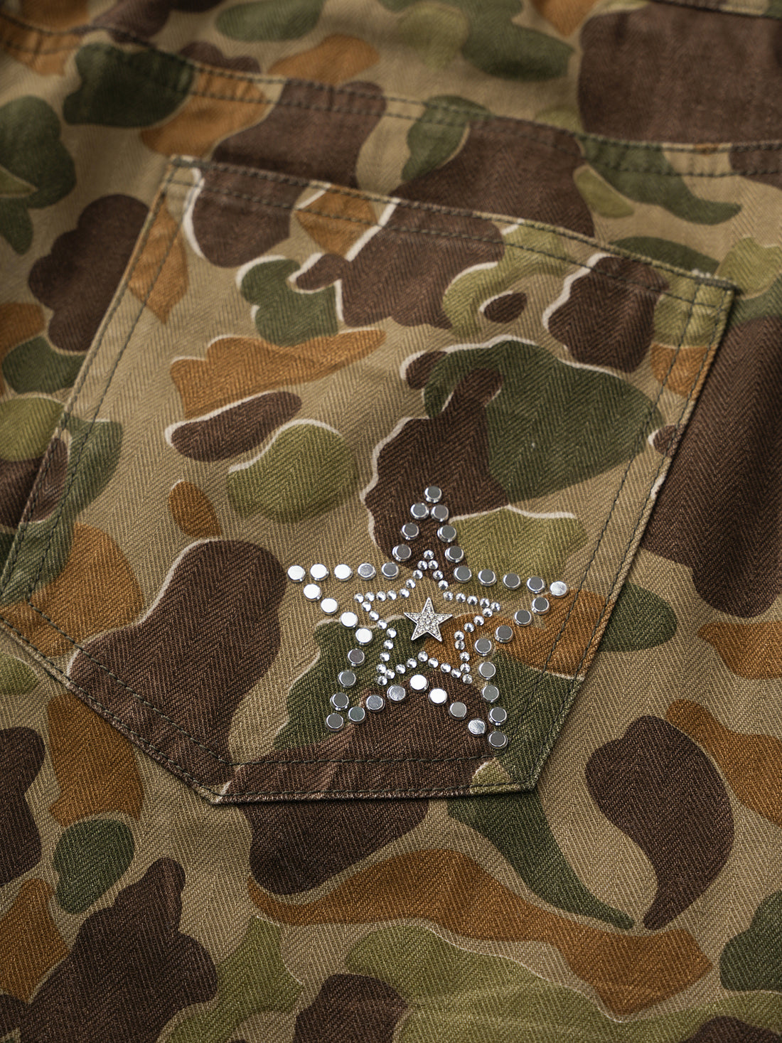 Camo Clash Straight Midi Pants – Forest Green