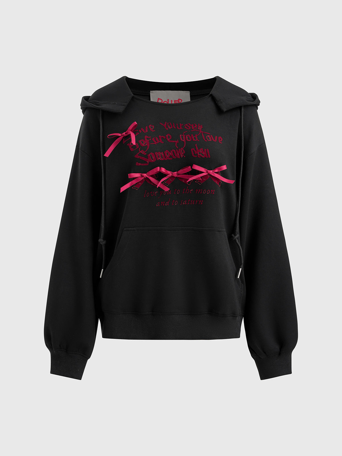 Ribbon Code Hoodie – Ink Black