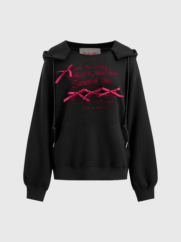 Ribbon Code Hoodie – Ink Black