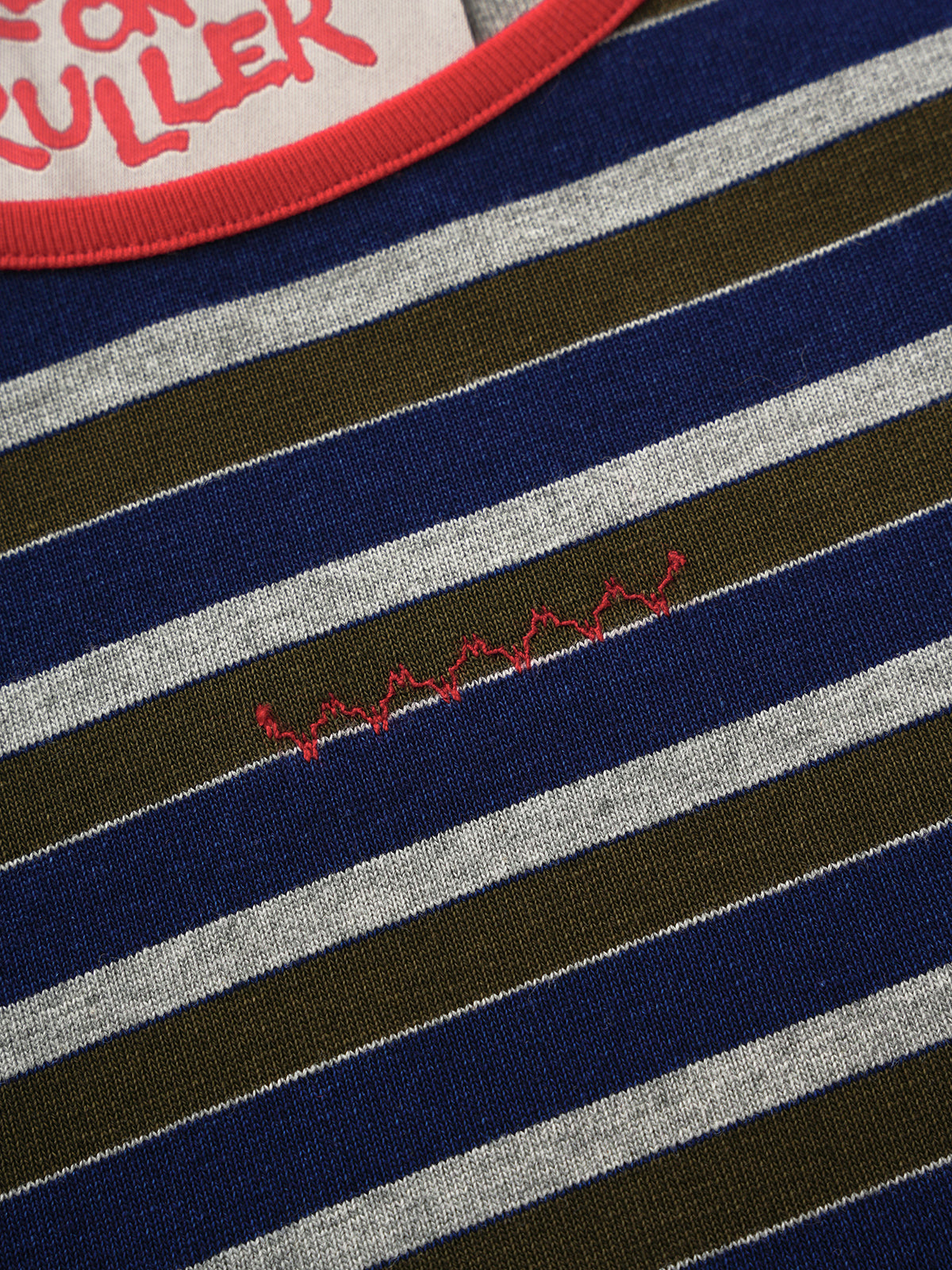 Offbeat Stripe Fitted Tee - Grey Black