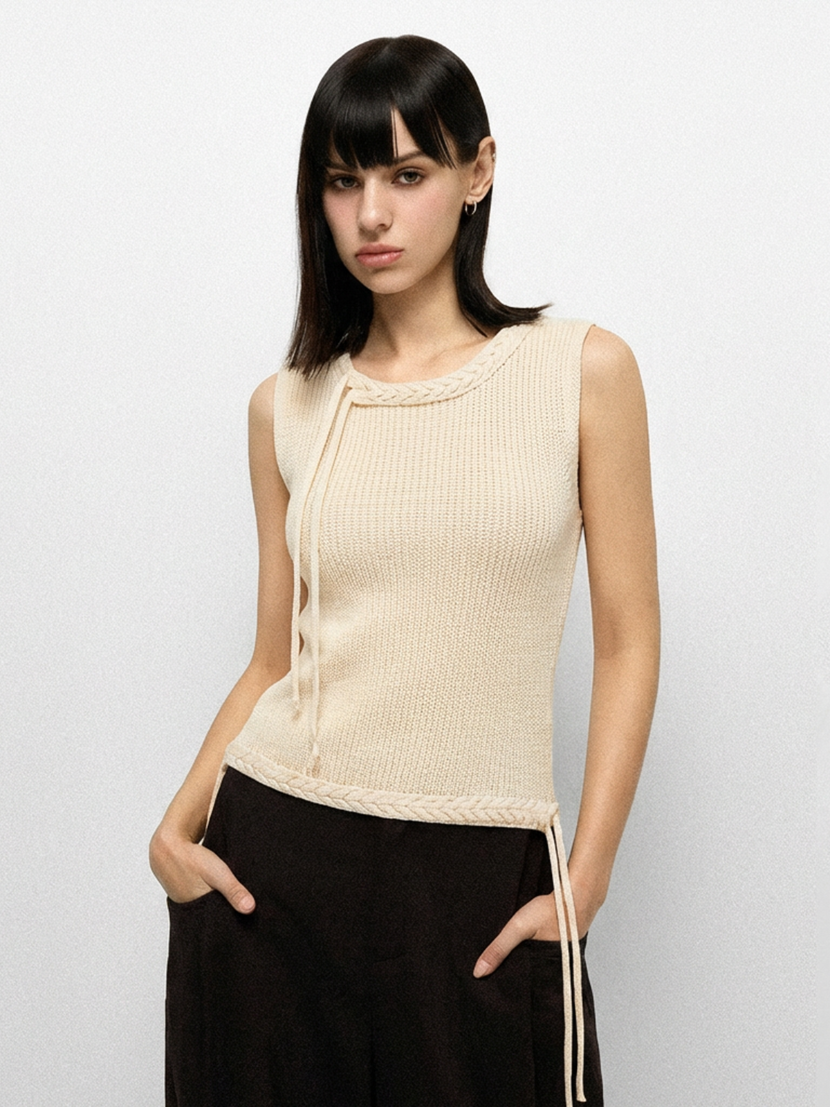 Desk to Date Knit Tank – Oat Beige