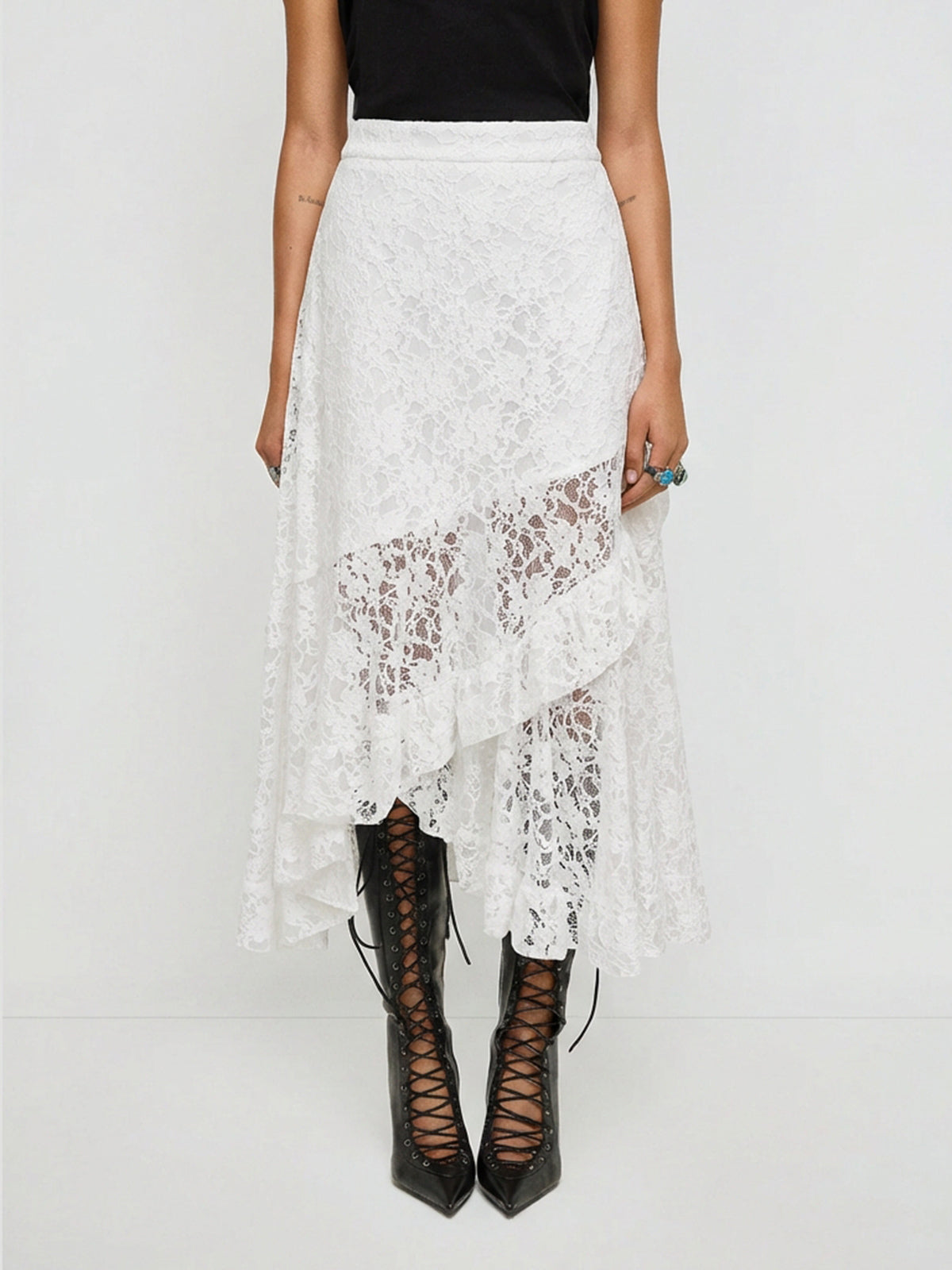 Uneven Promise Lace Skirt – Ivory White
