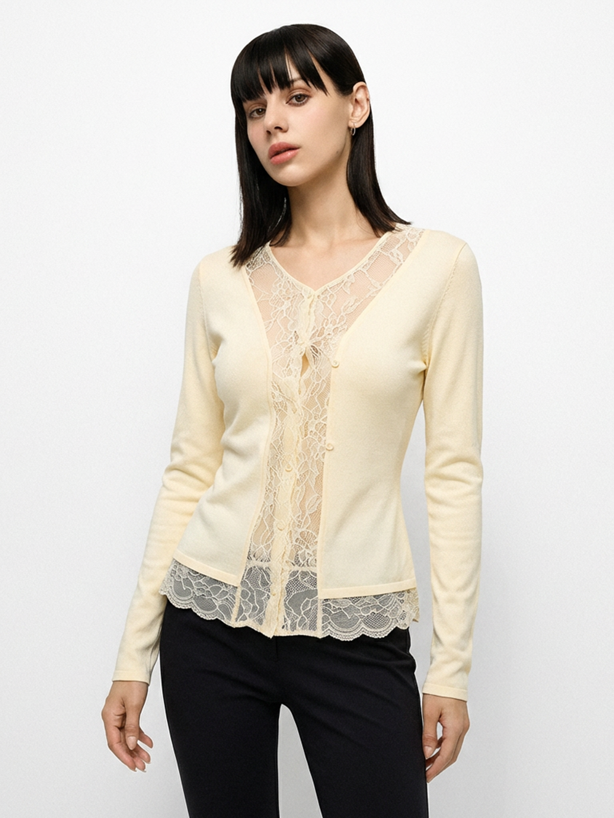 Undercover Lace Sleeve Top – Cream Vanilla