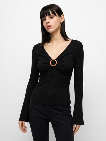 Two Stories Slim Sleeve Top – Jet Black